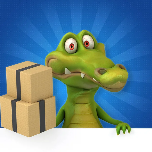 Смішний персонаж мультфільму з коробками — стокове фото