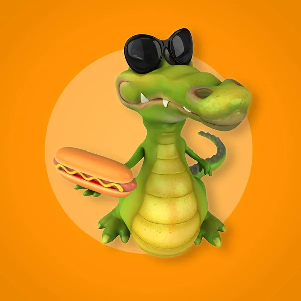 Смешной мультяшный персонаж с хот-догом — стоковое фото
