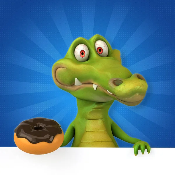 Personagem engraçado dos desenhos animados com donut — Fotografia de Stock