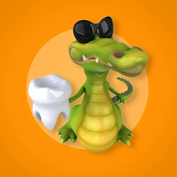 Funny cartoon charakter gospodarstwa zęba — Zdjęcie stockowe