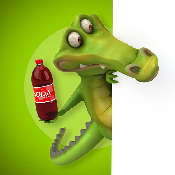 Funny cartoon character holding soda — Stock Photo, Image