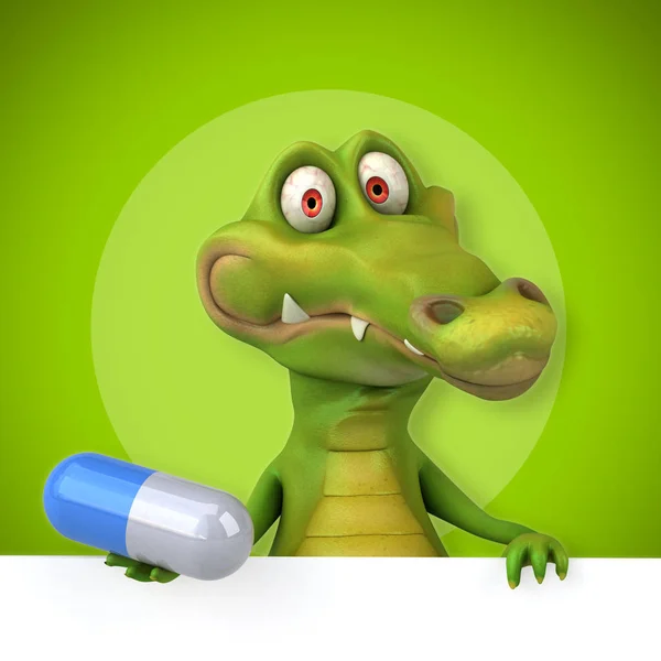 Смешной мультяшный персонаж с таблетками — стоковое фото