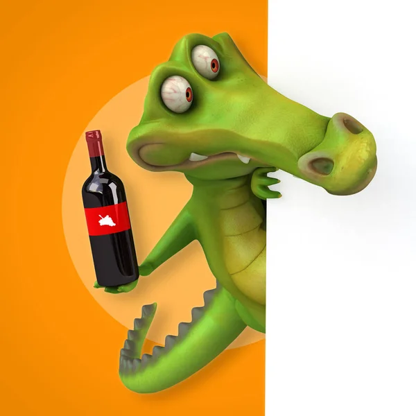 Funny cartoon character with wine — Stock Photo, Image