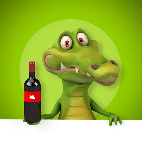 Divertido personaje de dibujos animados con vino —  Fotos de Stock