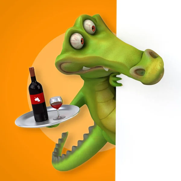 Funny cartoon character with wine — Stock Photo, Image