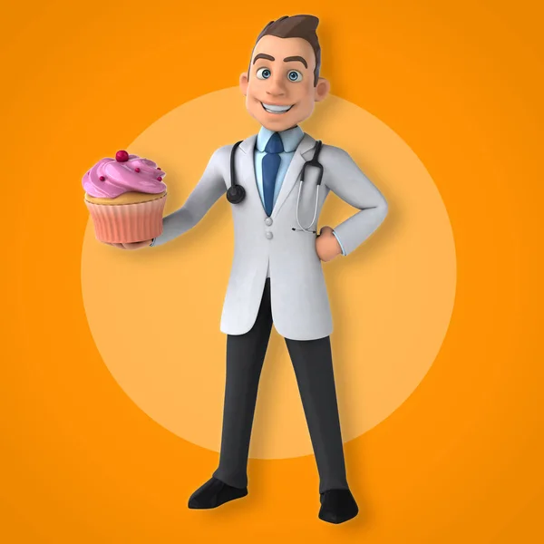 Médico segurando cupcake — Fotografia de Stock