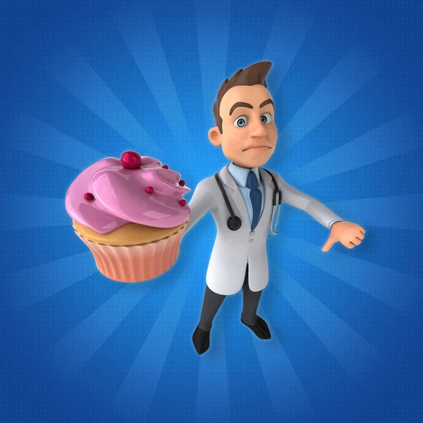 Doctor  holding cupcake — Stock Photo, Image