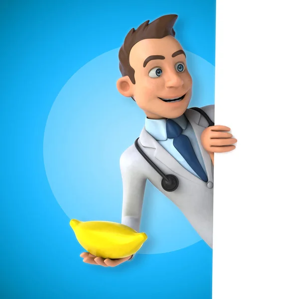 Dokter bedrijf banaan — Stockfoto