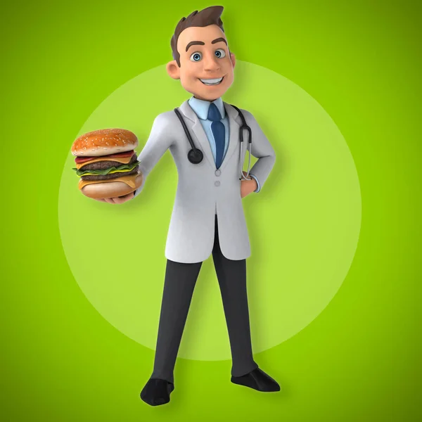 Doctor sosteniendo hamburguesa —  Fotos de Stock