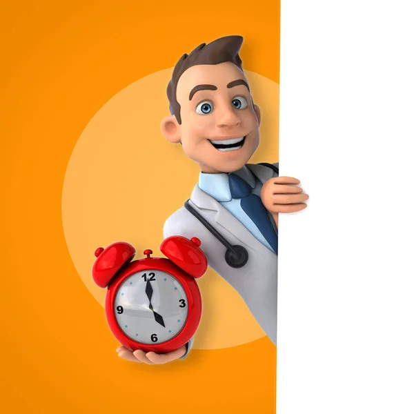 Doctor with alarm clock — Stock Photo, Image