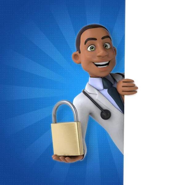 Doctor holding padlock — Stock Photo, Image