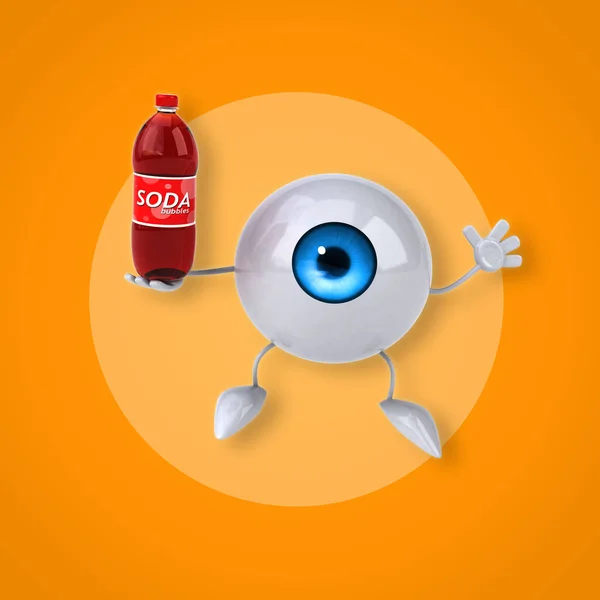 Funny Eye holding soda — Stock Photo, Image