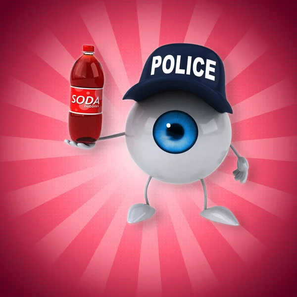 Funny Eye holding soda — Stock Photo, Image