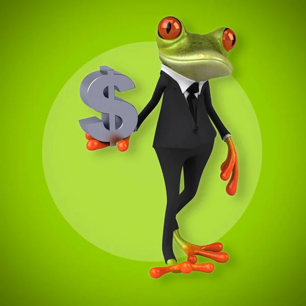 Funny cartoon character with dollar — Stock Photo, Image