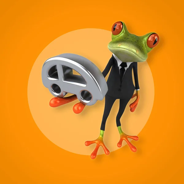 Frog holding car — Stock Photo, Image