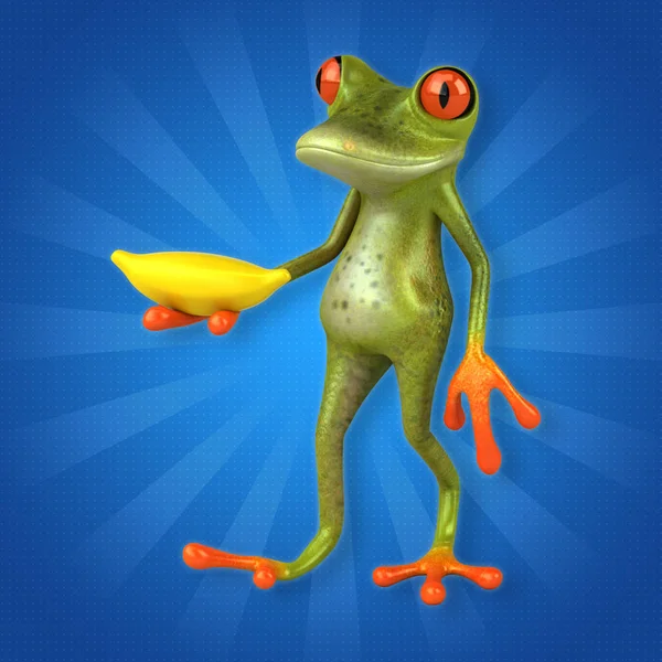 Funny cartoon character with banana — Stock Photo, Image
