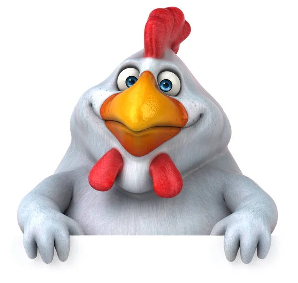 Fun chicken with card — Stock Photo, Image