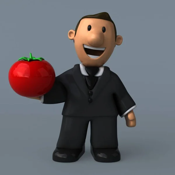 Empresario de dibujos animados con tomate — Foto de Stock