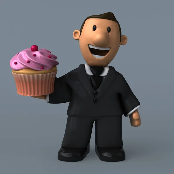 Dibujos animados hombre de negocios con cupcake — Foto de Stock