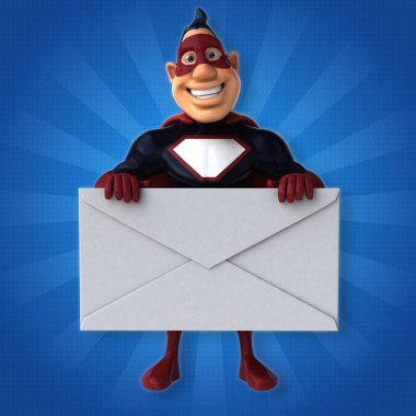  süper kahraman holding zarf 