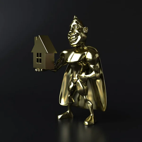 Gyllene superhjälte - illustration — Stockfoto