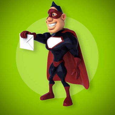 süper kahraman holding zarf