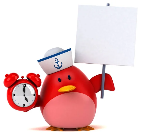 Funny cartoon character with clock — Stock Photo, Image