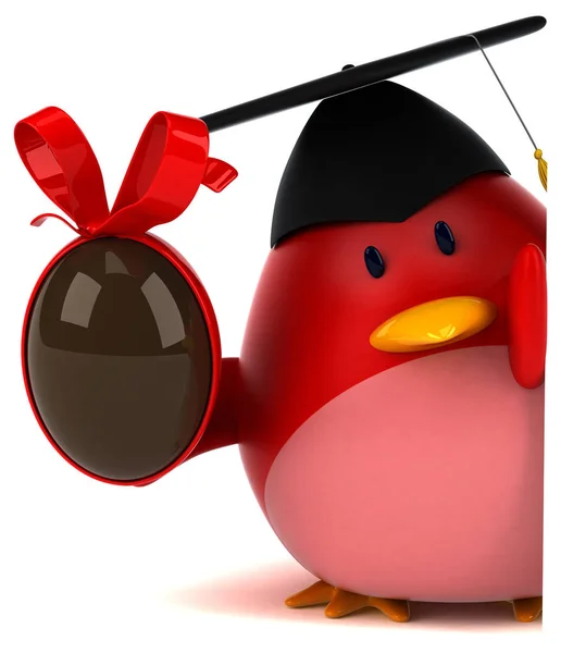 Personagem engraçado dos desenhos animados com ovo de Páscoa — Fotografia de Stock