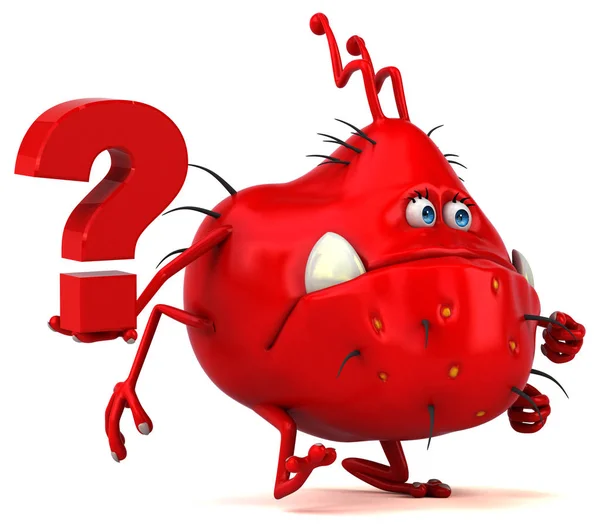 Funny cartoon character with question mark — Stock Photo, Image