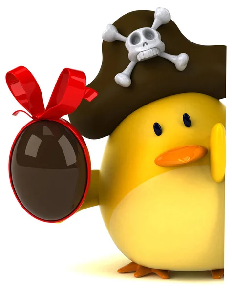 Divertido personaje de dibujos animados con huevo de Pascua —  Fotos de Stock