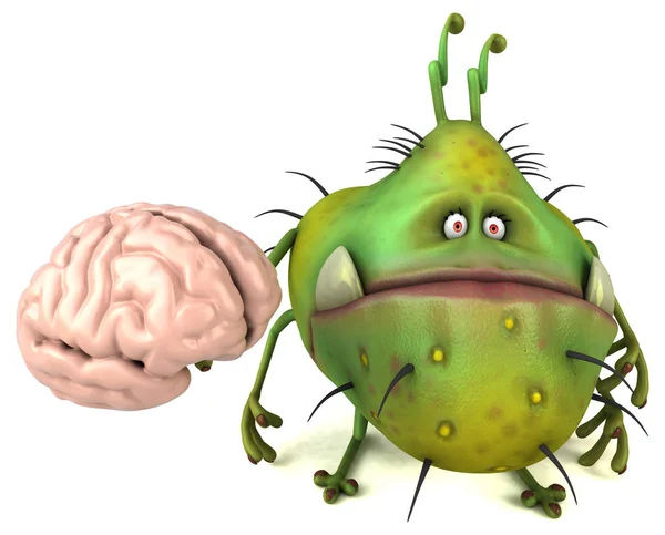 Funny cartoon character with brain — Stock Photo, Image