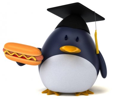 Komik çizgi film karakteri ile sosisli