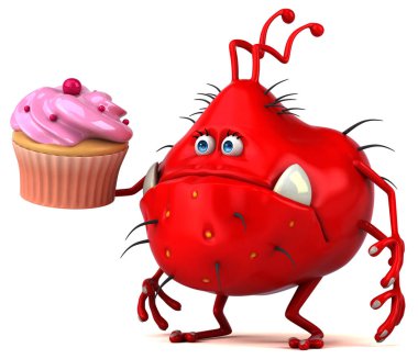 komik çizgi film karakteri ile cupcake