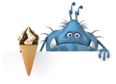 Komik çizgi film karakteri dondurma ile 