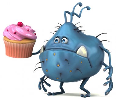 komik çizgi film karakteri ile cupcake