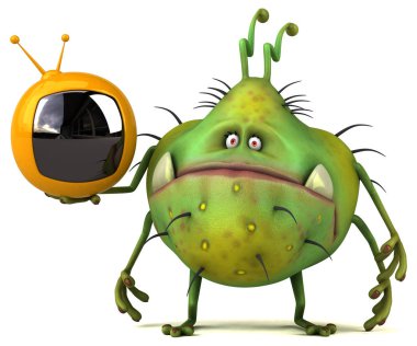 komik çizgi film karakteri ile Tv koymak 