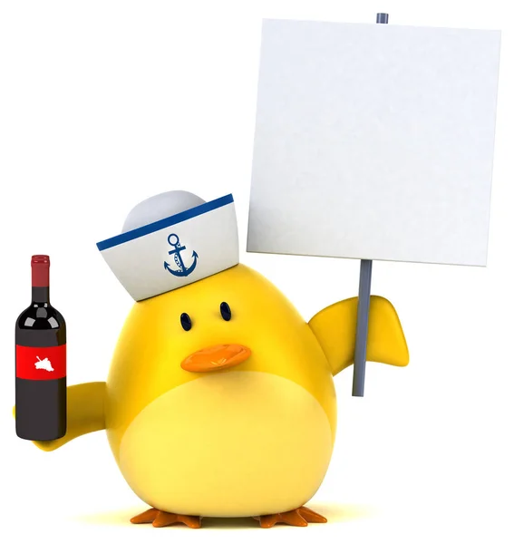 Funny cartoon character with wine — Stock Photo, Image