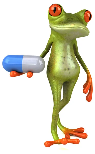 Personagem de desenho animado engraçado com pílula — Fotografia de Stock