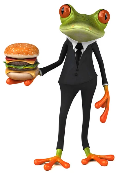 Grappige cartoon karakter met hamburger — Stockfoto