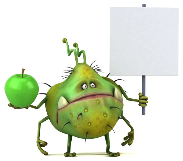 Funny cartoon character with apple — Stock Photo, Image