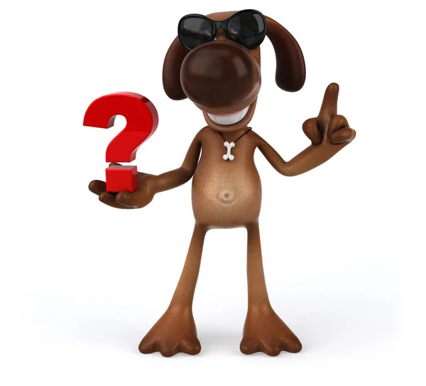 Funny cartoon character with question mark — Stock Photo, Image