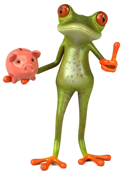 Cartoon character with piggy bank — Stock Photo, Image