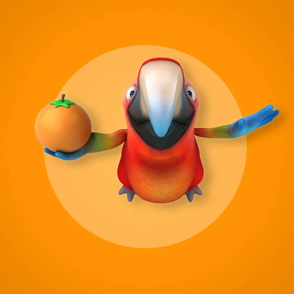 Cartoon character with orange — Stock Photo, Image