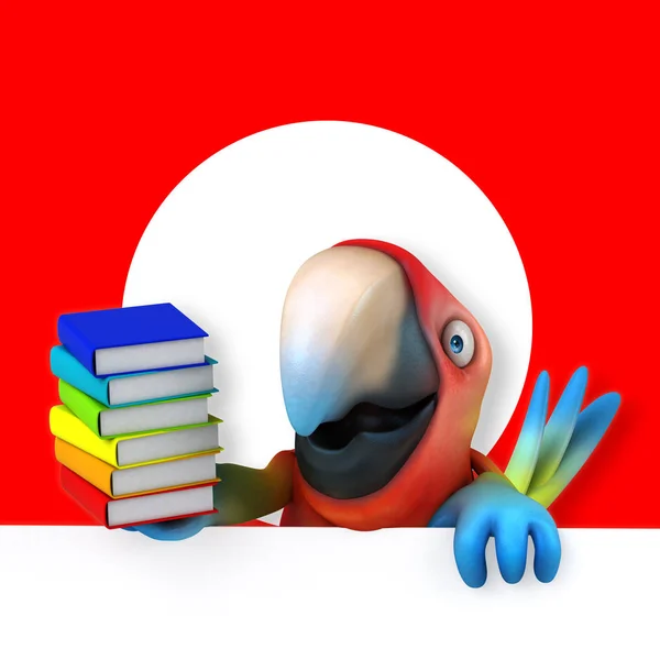 Personagem de desenho animado com livros — Fotografia de Stock