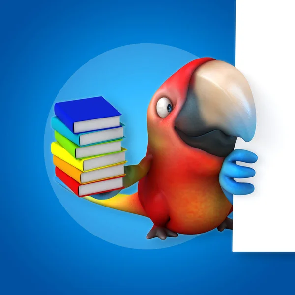 Cartoon character with books — Stock Photo, Image