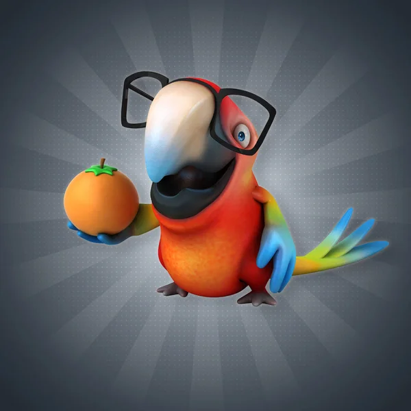 Personagem de desenhos animados com laranja — Fotografia de Stock