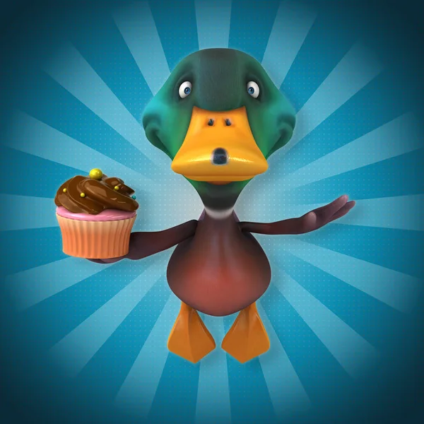 Cartoon character with cupcake — Stock Photo, Image