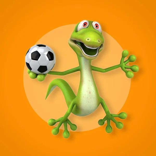 Çizgi film karakteri ile futbol topu — Stok fotoğraf