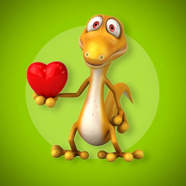 Cartoon character with heart — Stock Photo, Image