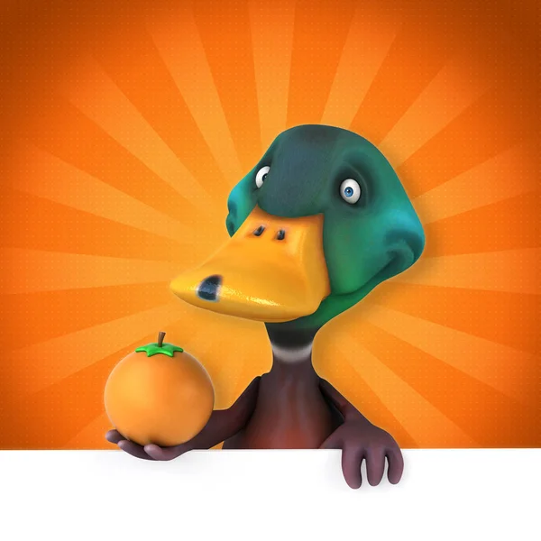 Çizgi film karakteri ile portakal — Stok fotoğraf